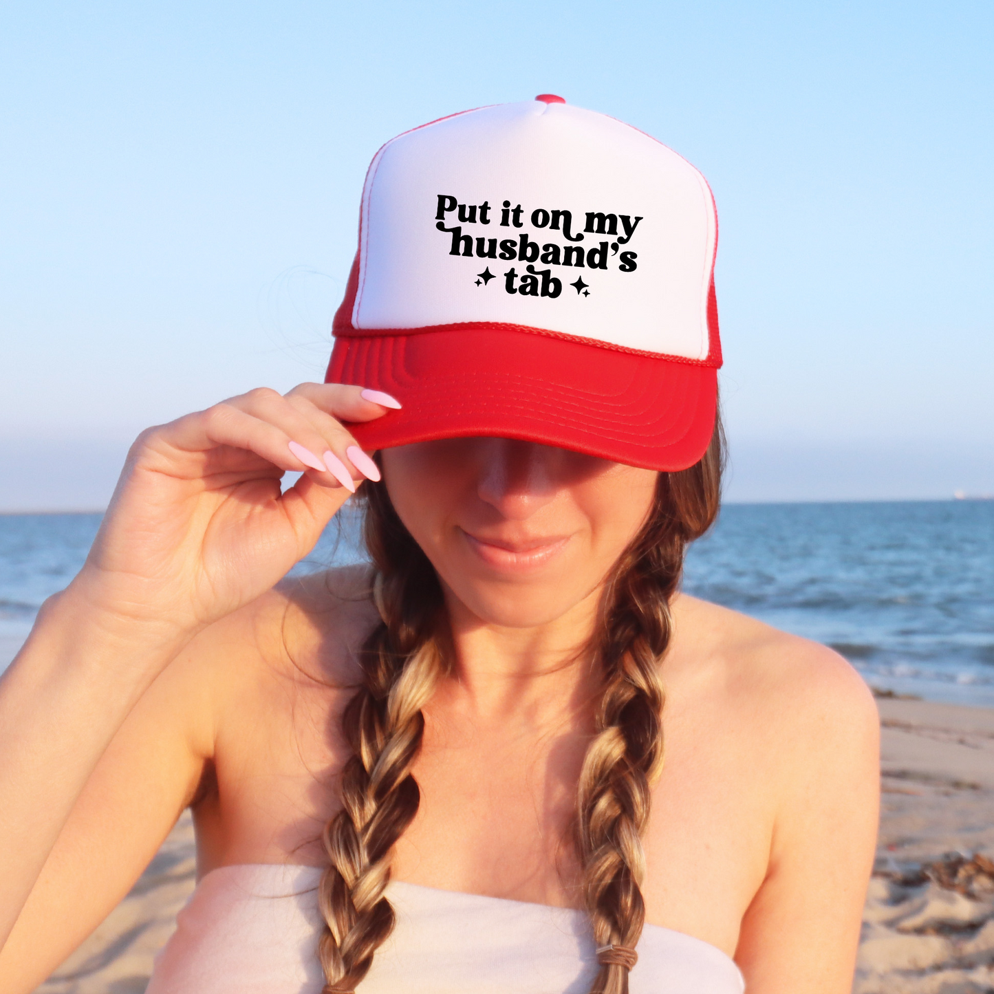 Put it on my husbands tab Trucker Hat